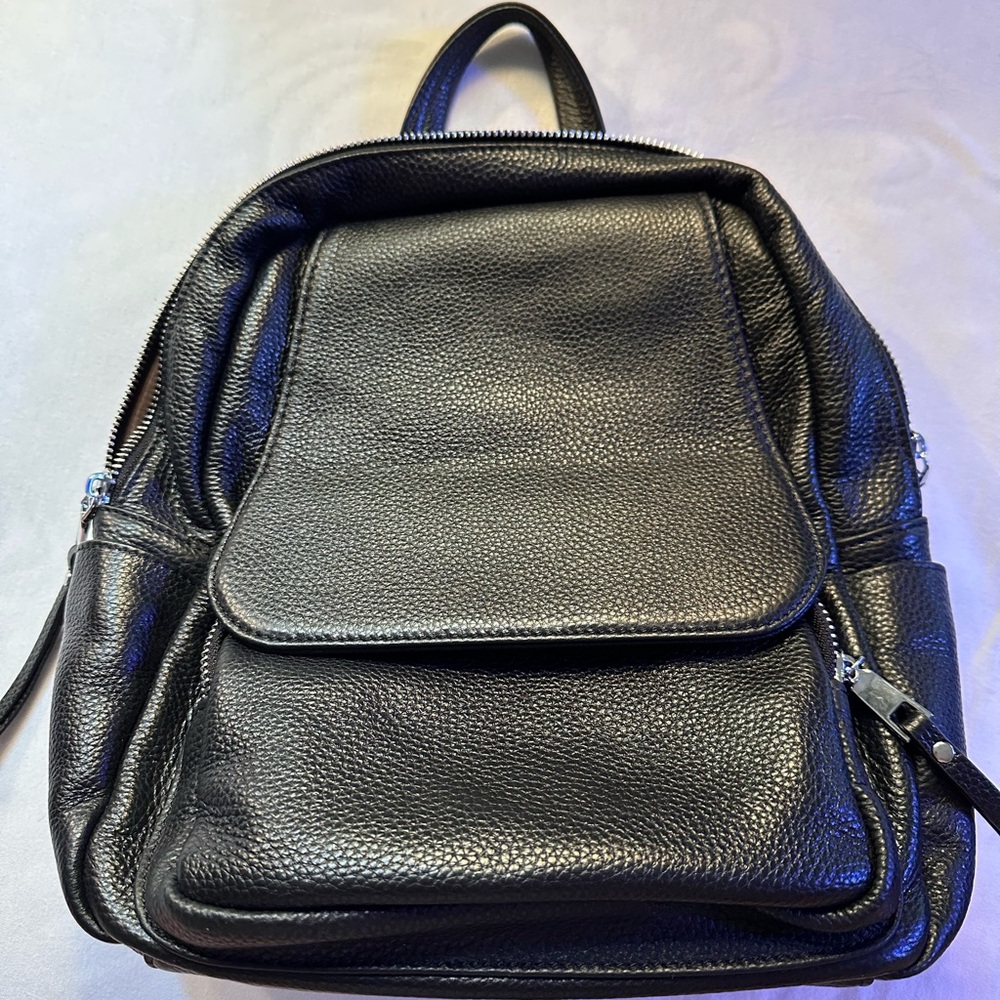 Women’s Black Mini Genuine Leather Multifunctional Bag and Backpack
